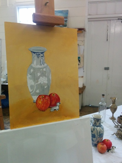 Leigh's oil painting in progress